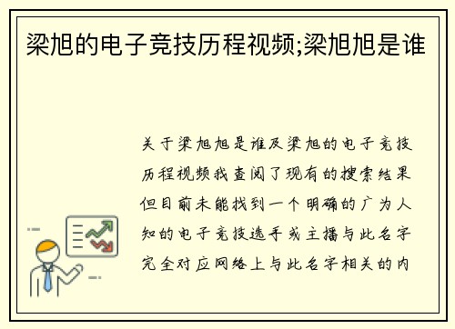 梁旭的电子竞技历程视频;梁旭旭是谁